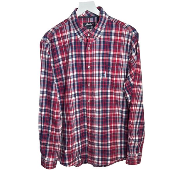 johnnie-O Other - Johnnie-O Buckley Woven Button-down Long-Sleeve Shirt Red Blue Plaid M-214 Sz L